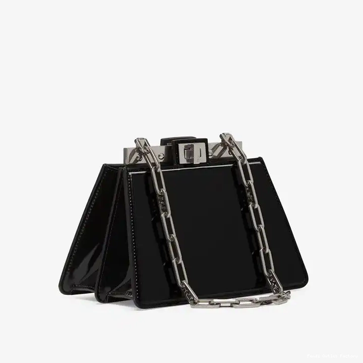 Affordable HOT Bag Mini In Calf Fendi Peekaboo Black Cut Leather 0620